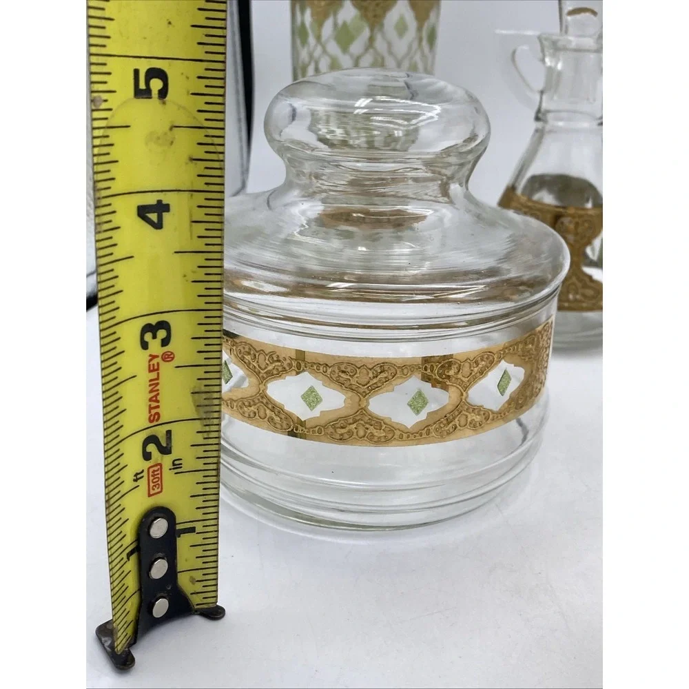 VTG Culver Valencia Mid-Century Modern 22K Gold Barware 8 Piece Bar Set